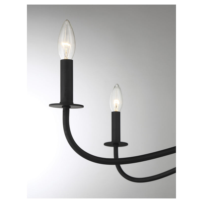 Savoy House Jasmine 42in 6-Light Chandelier | Transitional Matte Black Metal | Dining Room & Foyer | 42 x 42 x 14 in, Rod Hung | Model L1-2220-6-89