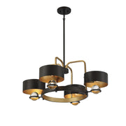 Savoy House Chambord 30in 4-Light Chandelier | Glam Vintage Black and Warm Brass Metal | Dining Room & Foyer | Model L1-2923-4-51