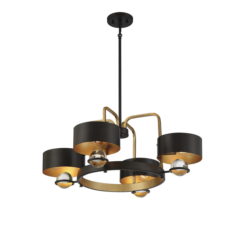 Savoy House Chambord 30in 4-Light Chandelier | Glam Vintage Black and Warm Brass Metal | Dining Room & Foyer | Model L1-2923-4-51