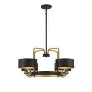 Savoy House Chambord 30in 4-Light Chandelier | Glam Vintage Black and Warm Brass Metal | Dining Room & Foyer | Model L1-2923-4-51