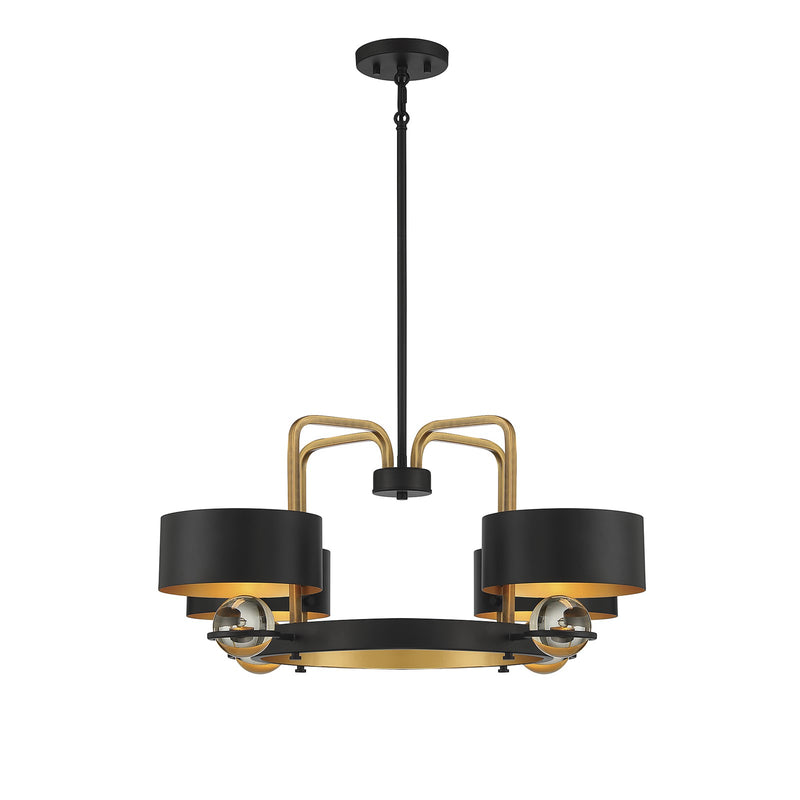 Savoy House Chambord 30in 4-Light Chandelier | Glam Vintage Black and Warm Brass Metal | Dining Room & Foyer | Model L1-2923-4-51