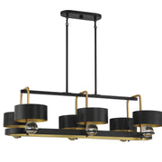 Savoy House Chambord 41in 6-Light Linear Chandelier | Glam Vintage Black and Warm Brass Metal | Kitchen Island & Dining Room | Model L1-2924-6-51