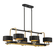 Savoy House Chambord 41in 6-Light Linear Chandelier | Glam Vintage Black and Warm Brass Metal | Kitchen Island & Dining Room | Model L1-2924-6-51