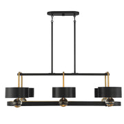 Savoy House Chambord 41in 6-Light Linear Chandelier | Glam Vintage Black and Warm Brass Metal | Kitchen Island & Dining Room | Model L1-2924-6-51