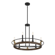 Savoy House Icarus 29in 6-Light Chandelier | Tailored Burnished Brass and Walnut Metal | Dining Room & Foyer | 29 x 29 x 22 in | Model L1-2931-6-170