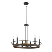Savoy House Icarus 29in 6-Light Chandelier | Tailored Burnished Brass and Walnut Metal | Dining Room & Foyer | 29 x 29 x 22 in | Model L1-2931-6-170