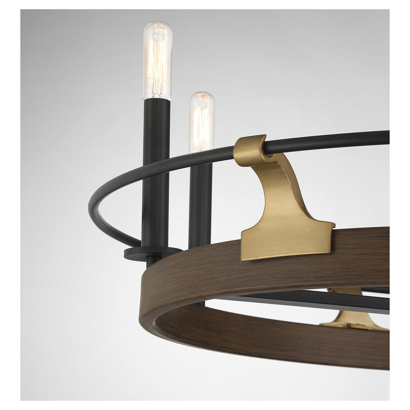 Savoy House Icarus 29in 6-Light Chandelier | Tailored Burnished Brass and Walnut Metal | Dining Room & Foyer | 29 x 29 x 22 in | Model L1-2931-6-170