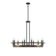 Savoy House Icarus 42in 10-Light Chandelier | Tailored Burnished Brass and Walnut Metal | Dining Room & Foyer | 42 x 42 x 32 in | Model L1-2932-10-170