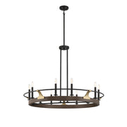 Savoy House Icarus 42in 10-Light Chandelier | Tailored Burnished Brass and Walnut Metal | Dining Room & Foyer | 42 x 42 x 32 in | Model L1-2932-10-170