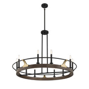 Savoy House Icarus 42in 10-Light Chandelier | Tailored Burnished Brass and Walnut Metal | Dining Room & Foyer | 42 x 42 x 32 in | Model L1-2932-10-170
