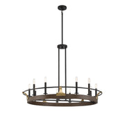 Savoy House Icarus 42in 10-Light Chandelier | Tailored Burnished Brass and Walnut Metal | Dining Room & Foyer | 42 x 42 x 32 in | Model L1-2932-10-170