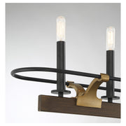 Savoy House Icarus 42in 6-Light Linear Chandelier | Tailored Burnished Brass and Walnut Metal | Kitchen Island & Dining Room | Model L1-2933-6-170