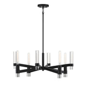 Savoy House Windamere 28in 4-Light Chandelier | Textured Black and Polished Nickel K9 Crystal | Dining Room & Foyer | Model L1-2960-4-189