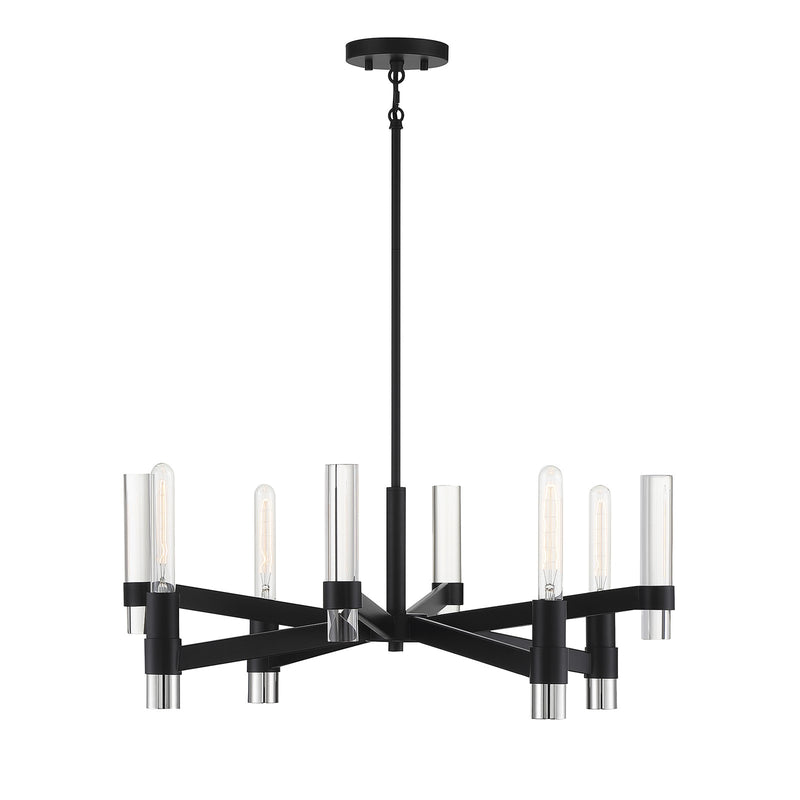 Savoy House Windamere 28in 4-Light Chandelier | Textured Black and Polished Nickel K9 Crystal | Dining Room & Foyer | Model L1-2960-4-189