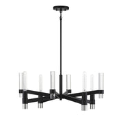 Savoy House Windamere 28in 4-Light Chandelier | Textured Black and Polished Nickel K9 Crystal | Dining Room & Foyer | Model L1-2960-4-189