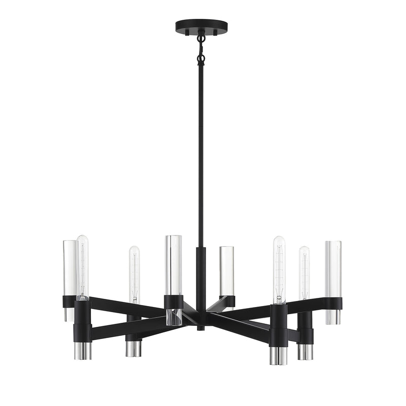 Savoy House Windamere 28in 4-Light Chandelier | Textured Black and Polished Nickel K9 Crystal | Dining Room & Foyer | Model L1-2960-4-189