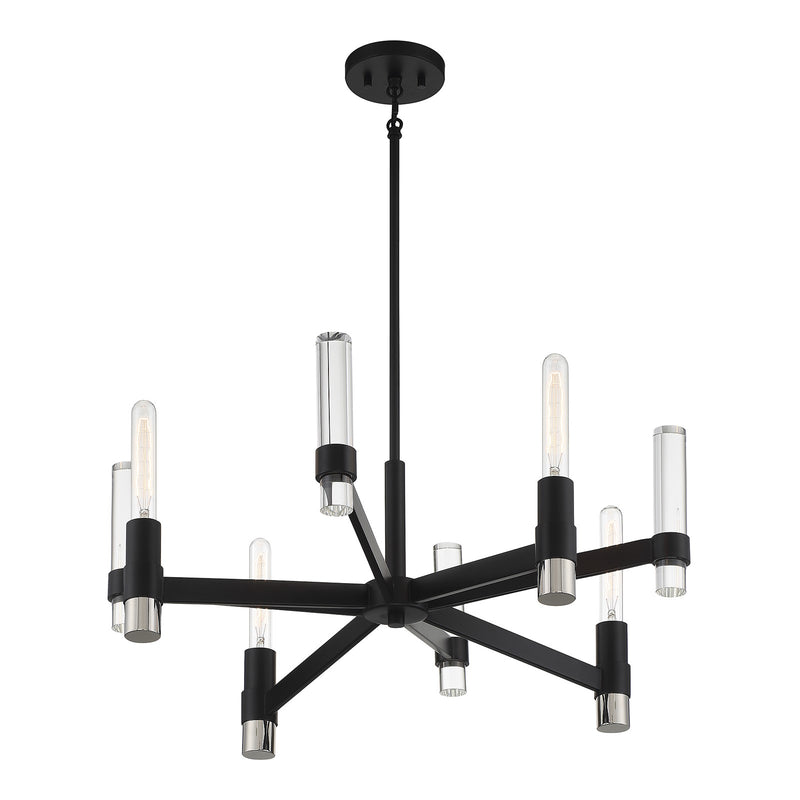 Savoy House Windamere 28in 4-Light Chandelier | Textured Black and Polished Nickel K9 Crystal | Dining Room & Foyer | Model L1-2960-4-189