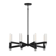 Savoy House Windamere 28in 4-Light Chandelier | Textured Black and Polished Nickel K9 Crystal | Dining Room & Foyer | Model L1-2960-4-189