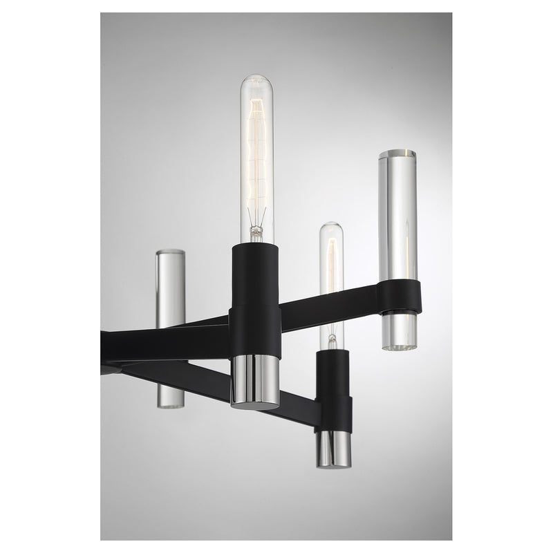 Savoy House Windamere 28in 4-Light Chandelier | Textured Black and Polished Nickel K9 Crystal | Dining Room & Foyer | Model L1-2960-4-189