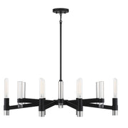 Savoy House Windamere 36in 6-Light Linear Chandelier | Textured Black and Polished Nickel K9 Crystal | Kitchen Island & Dining | Model L1-2961-6-189