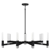Savoy House Windamere 36in 6-Light Linear Chandelier | Textured Black and Polished Nickel K9 Crystal | Kitchen Island & Dining | Model L1-2961-6-189