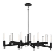 Savoy House Windamere 36in 6-Light Linear Chandelier | Textured Black and Polished Nickel K9 Crystal | Kitchen Island & Dining | Model L1-2961-6-189