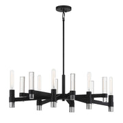 Savoy House Windamere 36in 6-Light Linear Chandelier | Textured Black and Polished Nickel K9 Crystal | Kitchen Island & Dining | Model L1-2961-6-189
