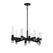 Savoy House Windamere 36in 6-Light Linear Chandelier | Textured Black and Polished Nickel K9 Crystal | Kitchen Island & Dining | Model L1-2961-6-189