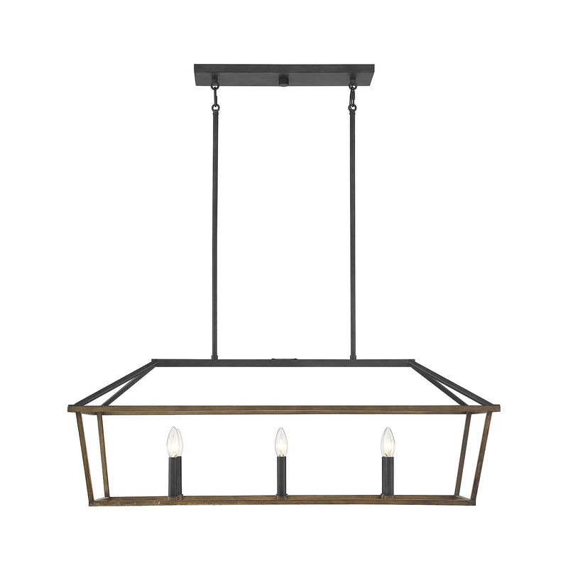 Savoy House Oaklawn 40in 6-Light Linear Chandelier | Farmhouse Whiskey Wood Metal | Kitchen Island & Dining Room | Model L1-5302-6-68