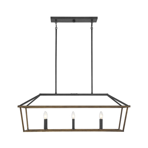Savoy House Oaklawn 40in 6-Light Linear Chandelier | Farmhouse Whiskey Wood Metal | Kitchen Island & Dining Room | Model L1-5302-6-68