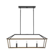 Savoy House Oaklawn 40in 6-Light Linear Chandelier | Farmhouse Whiskey Wood Metal | Kitchen Island & Dining Room | Model L1-5302-6-68