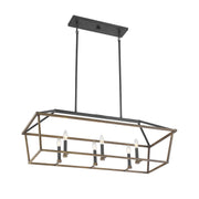 Savoy House Oaklawn 40in 6-Light Linear Chandelier | Farmhouse Whiskey Wood Metal | Kitchen Island & Dining Room | Model L1-5302-6-68