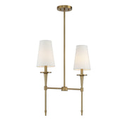 Savoy House Trundle 20in 2-Light Linear Chandelier | Neo-Traditional Warm Brass and White Linen | Kitchen Island & Dining Room | Model L1-5607-2-322