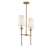 Savoy House Trundle 20in 2-Light Linear Chandelier | Neo-Traditional Warm Brass and White Linen | Kitchen Island & Dining Room | Model L1-5607-2-322