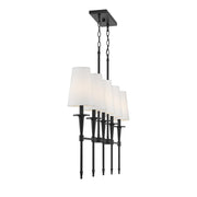 Savoy House Trundle 48in 5-Light Linear Chandelier | Neo-Traditional Matte Black and White Linen | Kitchen Island & Dining Room | Model L1-5609-5-89