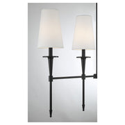 Savoy House Trundle 48in 5-Light Linear Chandelier | Neo-Traditional Matte Black and White Linen | Kitchen Island & Dining Room | Model L1-5609-5-89