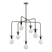 Savoy House Godfrey 38in 7-Light Chandelier | Modern Matte Black and Warm Brass Metal | Dining Room & Foyer | 38 x 38 x 30 in | Model L1-6005-7-143