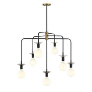 Savoy House Godfrey 38in 7-Light Chandelier | Modern Matte Black and Warm Brass Metal | Dining Room & Foyer | 38 x 38 x 30 in | Model L1-6005-7-143