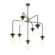 Savoy House Godfrey 38in 7-Light Chandelier | Modern Matte Black and Warm Brass Metal | Dining Room & Foyer | 38 x 38 x 30 in | Model L1-6005-7-143