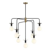 Savoy House Godfrey 38in 7-Light Chandelier | Modern Matte Black and Warm Brass Metal | Dining Room & Foyer | 38 x 38 x 30 in | Model L1-6005-7-143