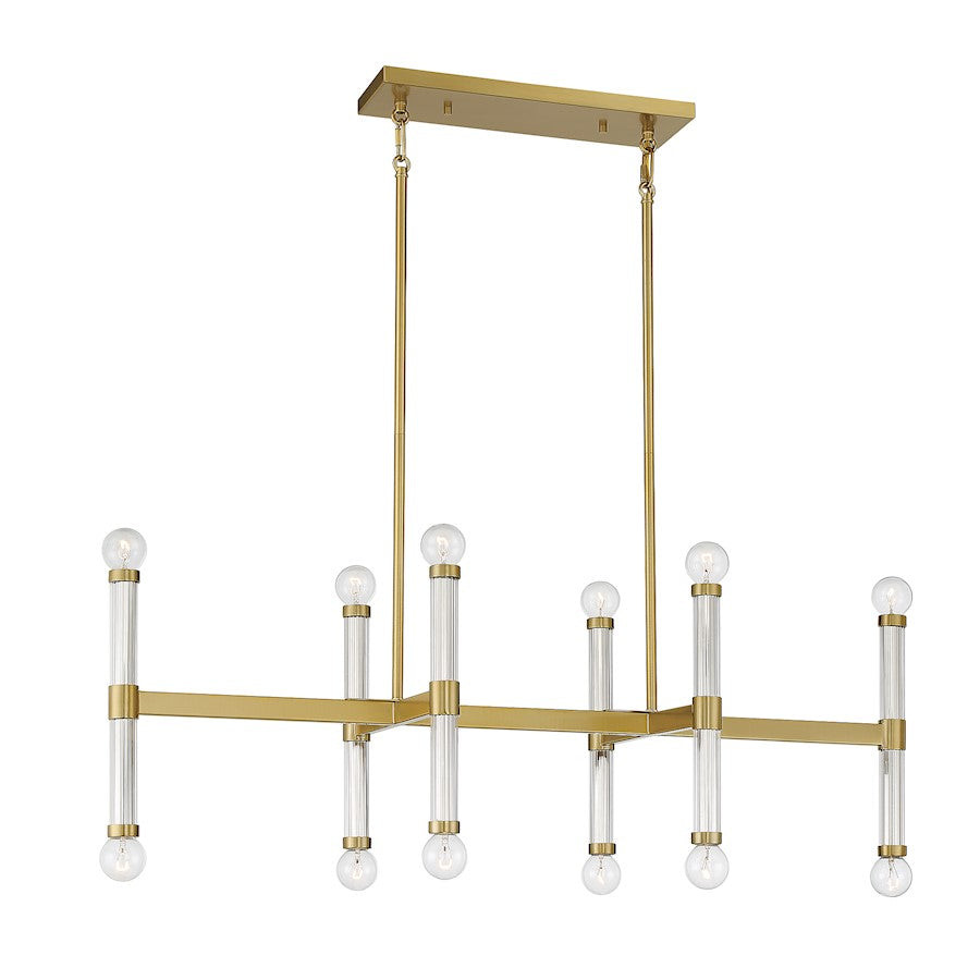 Savoy House One Kingsburg 12Lt Linear Chandelier, Brass - L1-6732-12-322