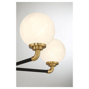 Savoy House Dresden 27in 5-Light Chandelier | Vintage Mid-Century Modern Matte Black and Warm Brass with White Strie Glass | Model L1-9605-5-143