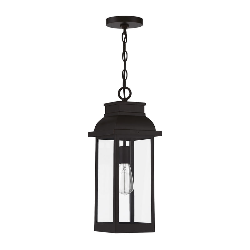 Savoy House Drexel 19in 1-Light Outdoor Hanging Lantern | Traditional English Bronze and Clear Glass | Porch & Covered Patio | Model L5-2937-13