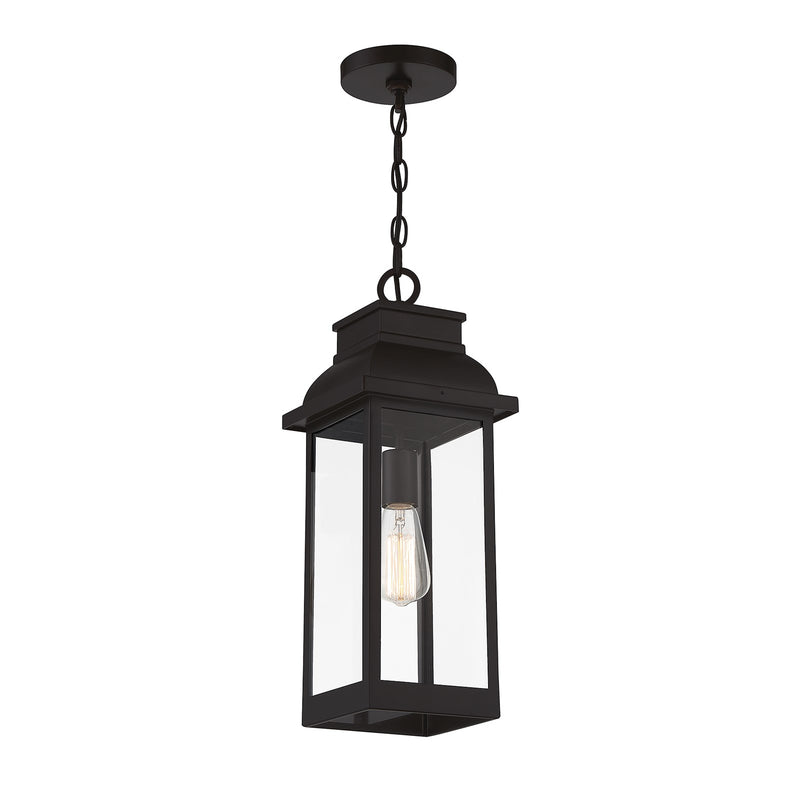 Savoy House Drexel 19in 1-Light Outdoor Hanging Lantern | Traditional English Bronze and Clear Glass | Porch & Covered Patio | Model L5-2937-13