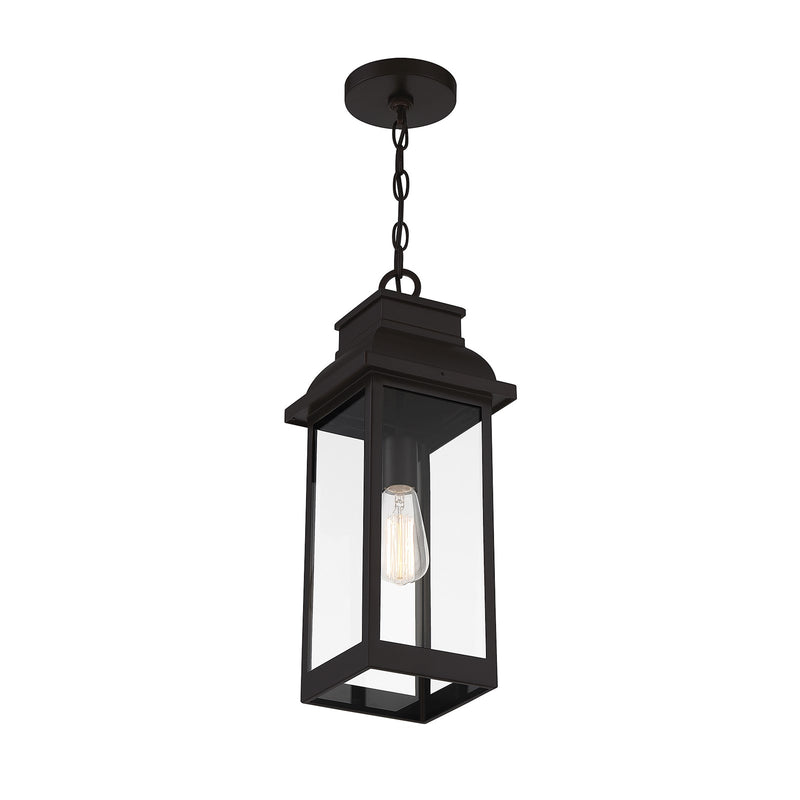 Savoy House Drexel 19in 1-Light Outdoor Hanging Lantern | Traditional English Bronze and Clear Glass | Porch & Covered Patio | Model L5-2937-13
