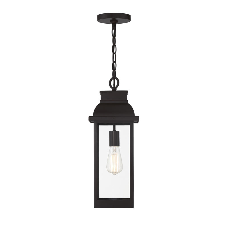 Savoy House Drexel 19in 1-Light Outdoor Hanging Lantern | Traditional English Bronze and Clear Glass | Porch & Covered Patio | Model L5-2937-13