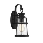 Savoy House Quinton 13.25in 1-Light Outdoor Wall Lantern | Coastal Matte Black and Clear Seeded Glass | Front Door & Patio | Model L5-2940-BK