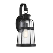 Savoy House Quinton 20in 1-Light Outdoor Wall Lantern | Coastal Matte Black and Clear Seeded Glass | Front Porch & Patio | Model L5-2942-BK