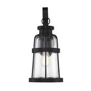 Savoy House Quinton 20in 1-Light Outdoor Wall Lantern | Coastal Matte Black and Clear Seeded Glass | Front Porch & Patio | Model L5-2942-BK