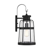 Savoy House Quinton 20in 1-Light Outdoor Wall Lantern | Coastal Matte Black and Clear Seeded Glass | Front Porch & Patio | Model L5-2942-BK